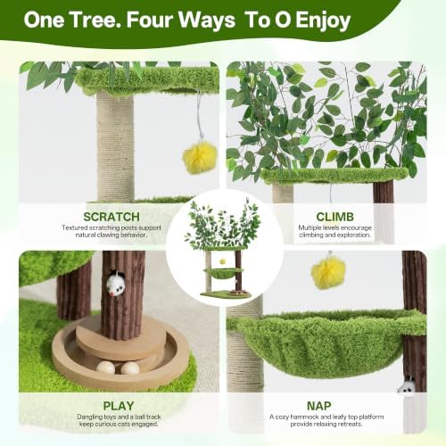 Woochpet 33.5-Inch Cat Tree with Leaves for Indoor Cats - Image 6