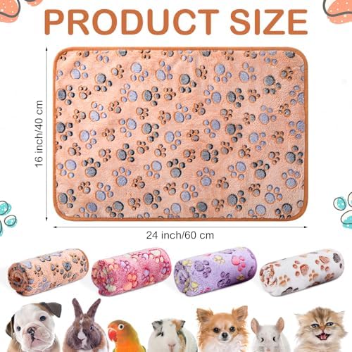 Reginary 4 Pcs Guinea Pig Fleece Cage Liners, Paw Print, 24 x 16 Inch - Image 2