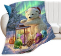 Christmas Polar Bear Blanket Winter Aurora Night Animal Throw Blankets Gifts for Girls Boys Kids White Bear Lover Soft Cozy Fleece Plush for Couch Sofa Bed 60"x50" by Unknown