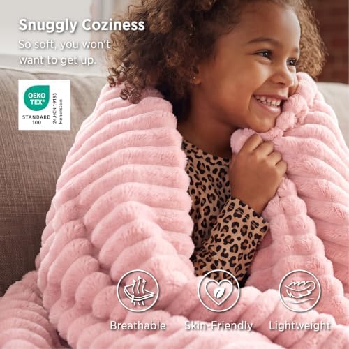 Bedsure Soft Coral Pink Throw Blanket for Couch Decor Gifts 50"x60" - Image 2