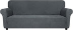 ZNSAYOTX Super Stretch Couch Cover (72"-92"), New Striped Sofa Covers Fitted Slipcovers with Elastic Bottom, Dog Cat Pets Proof Spandex Fabric Comfortable & Durable (Dark Grey, Sofa)