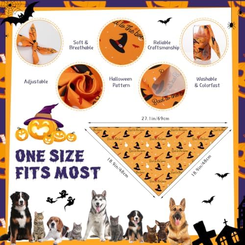 Huhumy 100 Pcs Halloween Dog Bandanas Bulk Pet Scarf Bibs Neckerchief Decor - Image 3