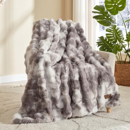 COZY KISS Faux Fur Blanket, Dog Blanket for Puppy, 30"x40", Tie-Dye Gray by COZYKISS