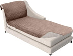 Sofa Shield® Couch Chaise Covers for Dogs, Reversible Furniture Protector with Strap, Stain and Tear Resistant Cushion Cover, 102x34 inch Seat, Machine Washable Slipcover Pets, Cats, Latte Linen