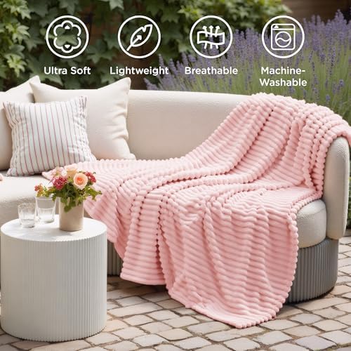 Bedsure Soft Coral Pink Throw Blanket for Couch Decor Gifts 50"x70" - Image 5