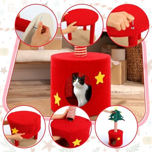 Christmas Cat Tree Tower with Sisal Scratching Post Scratcher - Image 3