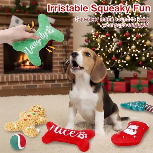 Soulchen 10 Pcs Christmas Dog Toys Plush Squeaky Puppy Toy - Image 5