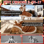 EXPAWLORER Dog Christmas Costume Winter Coat with Hat, Fleece Warm Elk Pet Cloak Cape Blanket with Antlers for Cold Weather, Thicken Dog Sweater Jacket Clothes for Small Medium Large Dogs Cats BrownXL - Image 3
