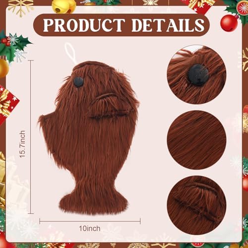 Coume 3 Pcs Cat Xmas Fish Stocking 15.7 in, White Series, Artificial Fur - Image 2
