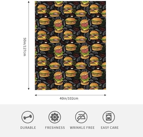 Hamburger Throw Blanket - Ultra Soft Cozy Fast Food Blanket, Fun Gift for Burger Lovers, Couch Blanket for Adults Women Men Kids 50"x40" - Image 4