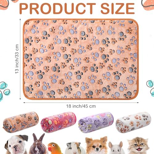 Reginary 4 Pcs Guinea Pig Fleece Cage Liners, Paw Print, 18 x 13 Inch - Image 2