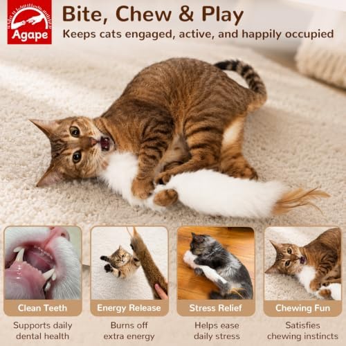 Agape Long Rabbit Fur Cat Toys, 3-Pack with Catnip & Silvervine Gall Fruit - Image 3