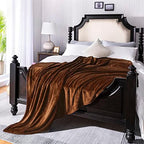 Brown Fleece Plush Throw Blanket 50"x60"for Couch Sofa Fuzzy Cozy Flannel - Image 3