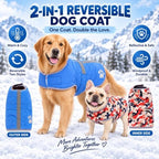 Reversible Dog Coat for Large Dogs, 2-in-1 Winter Jacket, Blue, 2XL - Image 3