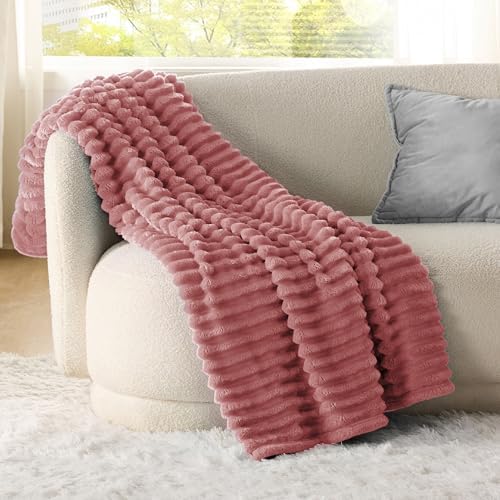 Bedsure Soft Twin Blanket for Bed Decor Gifts Dusty Pink 60"x80" - Image 3
