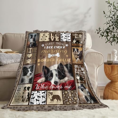 Border Collie Blanket for Girls Women Boys Men Adults Kids Soft Cozy Fleece Dog Pet Throw Blankets Gifts Warm Flannel Plush Lightweight Decor for Couch Bed Sofa 80"X60" - Image 4