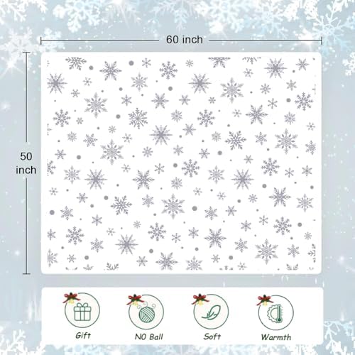 Christmas Throw Blanket Grey Snowflake Throw Blanket Christmas Decorative Plush Blankets Winter Holiday Plush Blankets Fuzzy Cozy Soft Warm Fleece Blankets for Couch Bed Sofa 50 X 60inch - Image 6