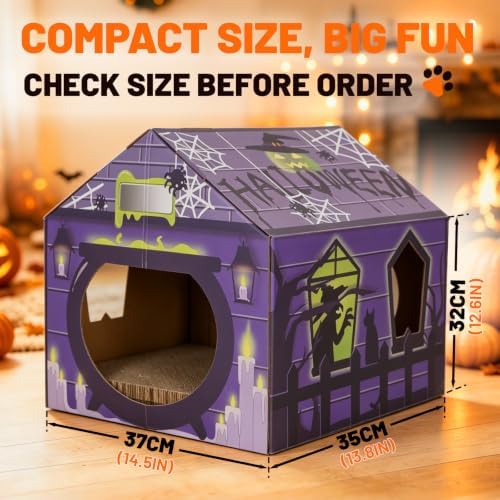 Halloween Cardboard Cat House Scratcher & Play Gift for Indoor Cats - Image 2
