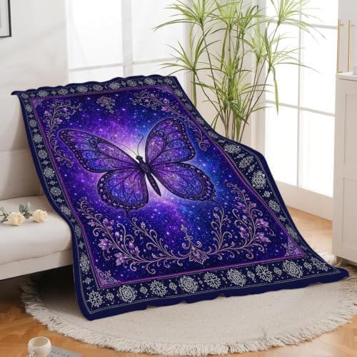 Purple Butterfly Blanket, Fantasy Throw Gift for Girl Women 50"X40" - Image 4