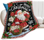 Santa Claus Blanket for Girls Women Boys Men Adults Kids Soft Cozy Fleece Merry Christmas Throw Blankets Gifts Warm Flannel Plush Lightweight Decor for Couch Bed Sofa 80"X60" - Image 2