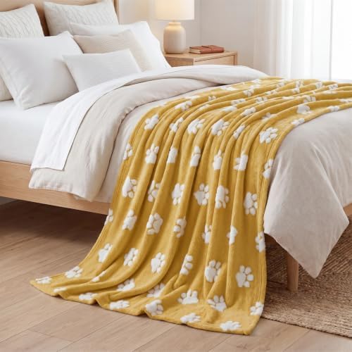 Horaldaily Ginger Yellow Dog Paw Shape 3D Textured Throw Blanket 60x80 - Image 3