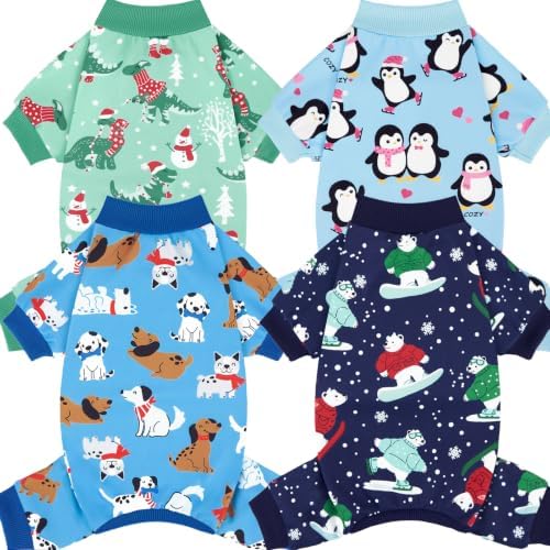 XPUDAC 4 Pack Dog Pajamas Cute Dog Clothes for Small Medium Dogs, XXL by XPUDAC