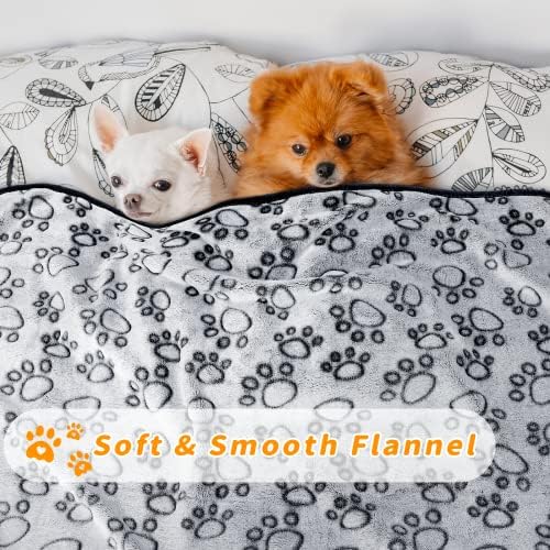 LOKOZ 1 Pack 2 Blankets Soft Fleece Dog Blankets for Medium Dogs, Washable Flannel Pet Blanket for Dog Puppy Cat Kitten, Grey Paw Print Cozy Throw for Indoor Couch Bed Furniture, 32"x40" - Image 2