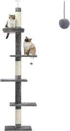 PETEPELA Cat Tree for Indoor Cats, 34.6" Small Cat Tower with Scratching Posts, 2 Condos, Scratching Ramp & Dangling Toys, Cat Play House for Kittens and Small Cats | Compact tower with thick sisal posts, 2 condos, dangling toys & a cozy top bed—for ki...