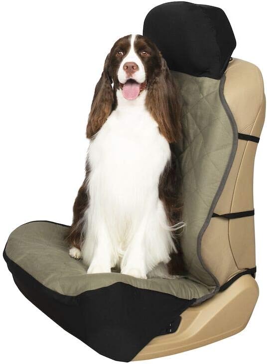 PetSafe Happy Ride Quilted Bucket Seat Cover - Long-Lasting Waterproof Padded Seat Protection with Secure Seatbelt Access - Keeps Leather Seats Clean & Protects from Scratches - Green