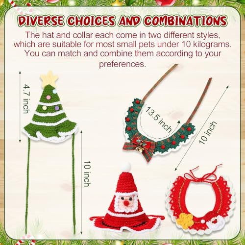 Geyoga 4 Pcs Pet Christmas Costume Suit Gift for Cat Dog, Classic Design - Image 2