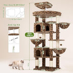 Globlazer 82in Leopard Extra Large Cat Tree for Indoor Large Cats, S82 - Image 6
