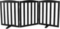 ZJSF Foldable Freestanding Indoor Dog Gate for House Wood Long Pet Gates Dog Fence for Stairs Puppy Gates for Hallways, Puppy Gate,Support Feet Included, Black, 24 "Height-2 Panels