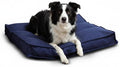Indoor Dog Bed with Removable Washable Cover, Soft Basketweave Fabric, Reversible Cushion, Carry Handle, Baffle Construction to Help Prevent Fill Shifting, Cobalt - Medium (32"x32")