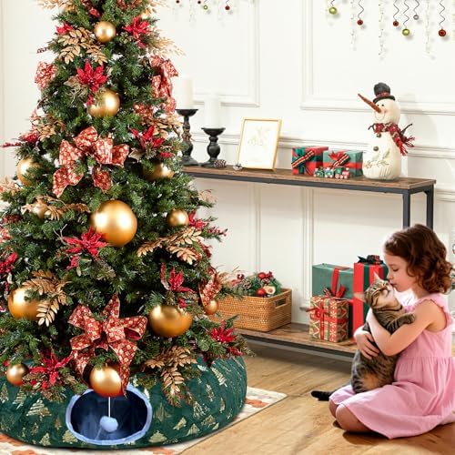 Warm Fluffy Cat Tunnel Under Christmas Tree with 8 Cat Toys - Image 4