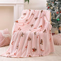 Pink Gingerbread Twin Size Throw Blanket for Bed, Soft Cute Fuzzy Christmas Fleece Blankets, Room Home Decor Gifts for Women Girls, 60x80 Inches by CozyBlankets
