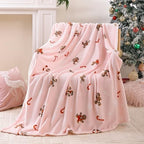 Pink Gingerbread Twin Size Throw Blanket for Bed, Soft Cute Fuzzy Christmas Fleece Blankets, Room Home Decor Gifts for Women Girls, 60x80 Inches by CozyBlankets