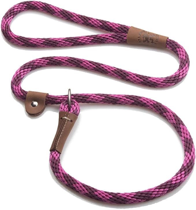 Mendota Pet Slip Leash - Dog Lead and Collar Combo - Made in The USA - Ruby, 1/2 in x 4 ft - for Large Breeds