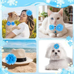 Hoteam 50 Pcs Dog Collar Flowers Bows Accessories, Blue - Image 5