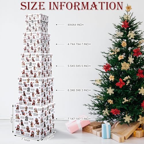 Roowest 5 Pcs Christmas Nesting Gift Boxes with Lids Dog Stackable - Image 2