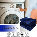 Fleece Plush Throw Blanket Navy Blue 90"x90"for Couch Fuzzy Cozy Flannel - Image 5