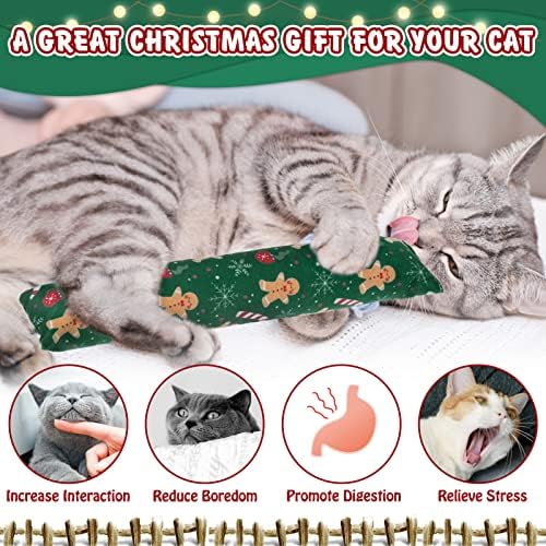 KOOLTAIL Cat Catnip Toys for Christmas, 3 Pack Durable Soft Kicker Toy Filled with Natural Catnip, Interactive Bite Resistant Chew Teeth Cleaning Gift for Indoor Cats Kitten - Image 5