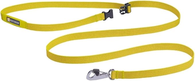 Ruffwear, Flagline Dog Leash, Lightweight Hands‑Free 6.5 ft Lead, Adjustable Waist‑Worn or Handheld, Lockable Swivel Crux Clip, Low‑Profile Pick‑Up Bag Stash Pocket, Lichen Green