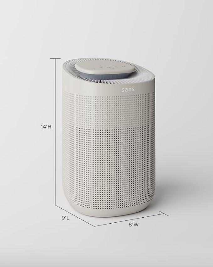 Sans Air Purifier Mini for Large Rooms (Up to 490 Sq Ft) True HEPA & | Activated Carbon Filter for Allergies, Pets, Dust, and Odors | Quiet 25dB Operation with UV-C Light & Lights-Out Mode (Sand)