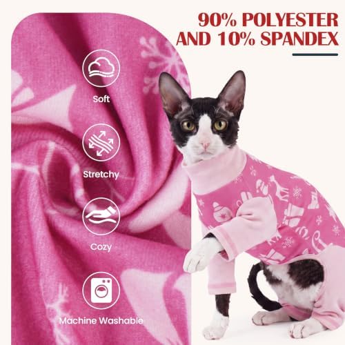 DENTRUN Cat Christmas Onesie, Soft Fleece Recovery Suit Pajamas for Cats - Image 5