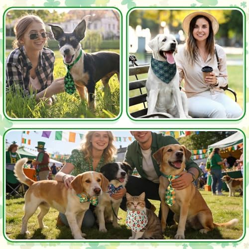 Reginary 120 Pcs Dog Bandanas Bulk Dog Bows Set Bow Ties Cat Scarf Colorful Washable Triangle Pet Kerchief Cute Bib for Summer Small Medium Large Pets Grooming Accessories Costume (St. Patrick's Day) - Image 6