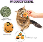 6pcs Halloween Pumpkin Catnip Toy，Hallowen Indoor Pumpkin Shaped Cat Toy Plush Interactive Chew Bite Toys for Cat Kitten Indoor Festive Holiday Cat Lover Gift - Image 3