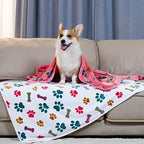 Luciphia 1 Pack 3 Blankets Fluffy Premium Fleece Pet Blanket Flannel Paw Bone Printed Throw for Dog Cat(Small 23x16'', Purple/Pink/White) - Image 2