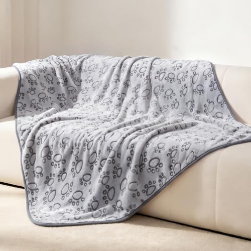 Luciphia Fluffy Paw Print Dog Blanket Large/Medium/Small, Soft Fleece Throw by luciphia