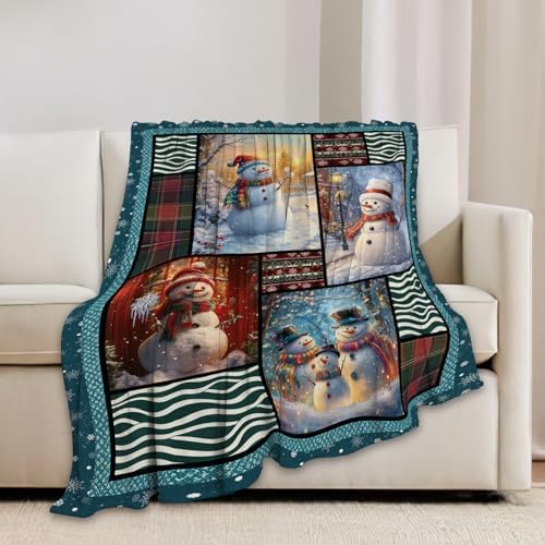 Snowmen Blanket Christmas Winter Snowmen Lover Throw Blankets Gifts for Girls Boys Kids Soft Cozy Fleece Plush for Couch Sofa Bed 60"x50" - Image 3