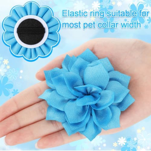 Hoteam 50 Pcs Dog Collar Flowers Bows Accessories, Blue - Image 4